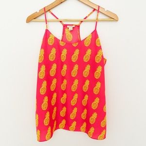 J.Crew Pink Gold Pineapple Tank Top